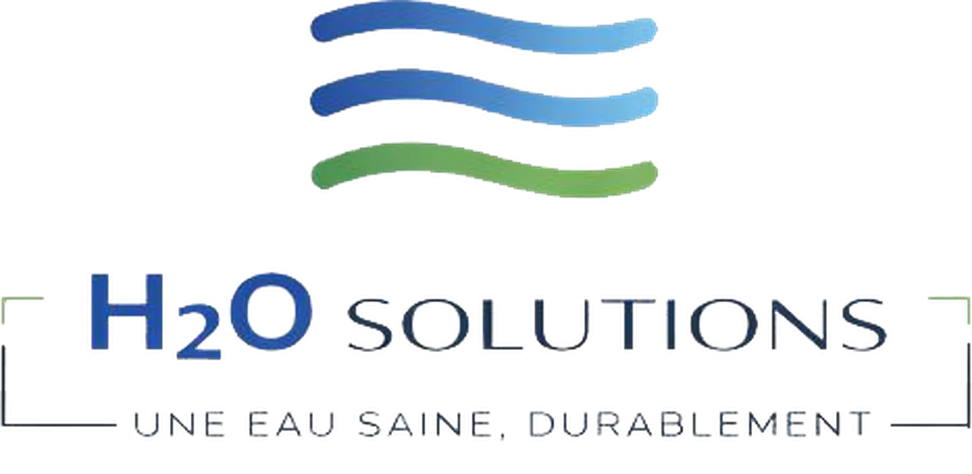 Logo H2O Solutions avec le slogan Une eau saine durablement