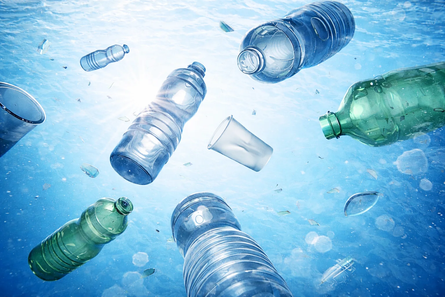Bouteilles en plastique flottant dans l’eau